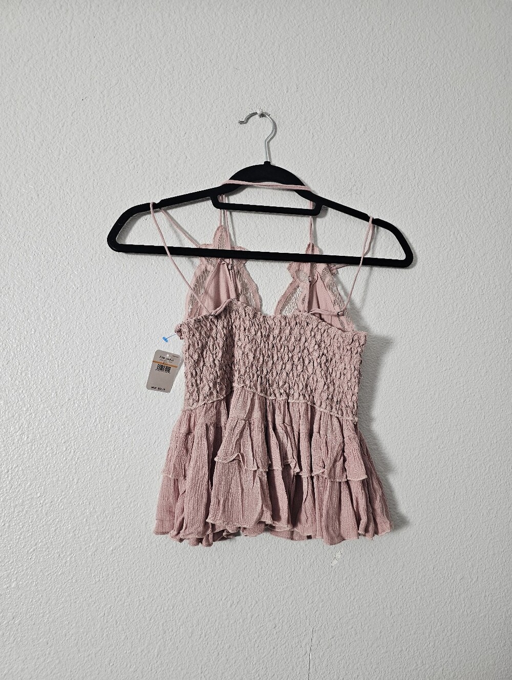 Nwt Free People Lace Crochet Pink Spaghetti-Strap Women's Top Adella Tank Sz S - Picture 6 of 6